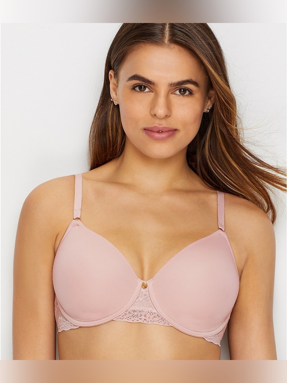 Natori Light Pink Smooth Underwire T-Shirt Bra with Lace Trim PR21-220